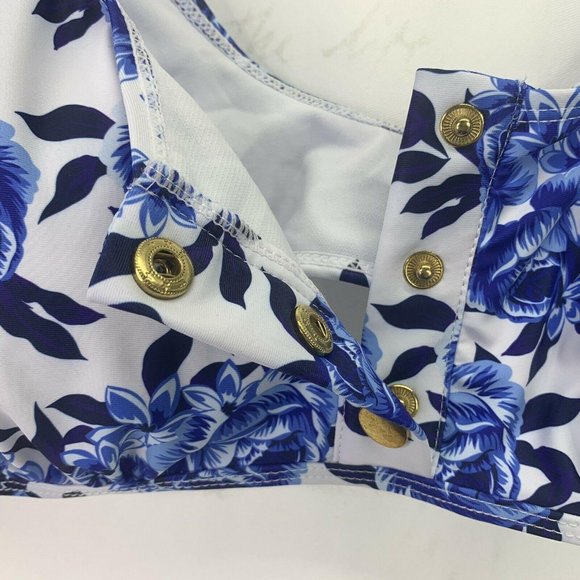 Nicole Miller Snap Front Bikini Top  XL Floral - Picture 4 of 7